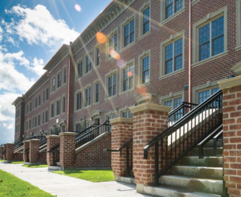 A block of red-brick student housing
